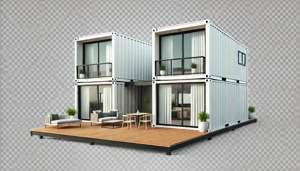 Illustration of some container homes that use 20-foot containers