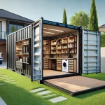 Illustration of a shipping container garage