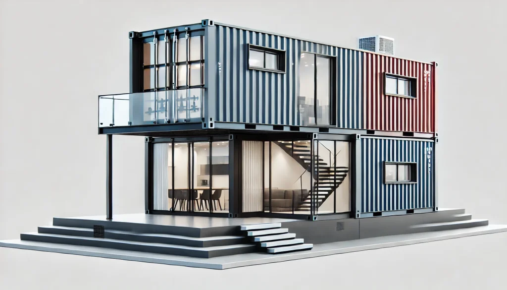 Illustration of some container homes that use 20-foot containers