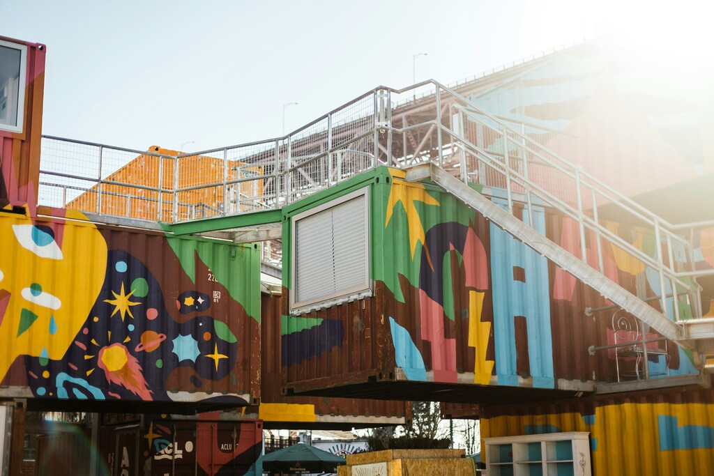 A Repainted Shipping Container Cafe