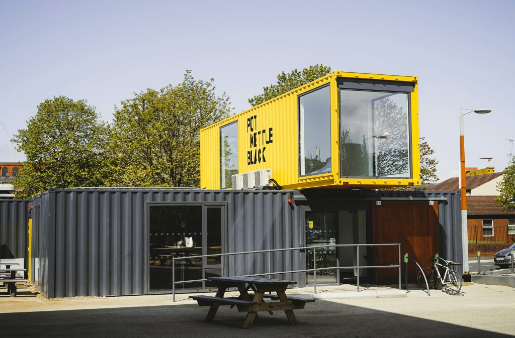 A shipping container restaurant