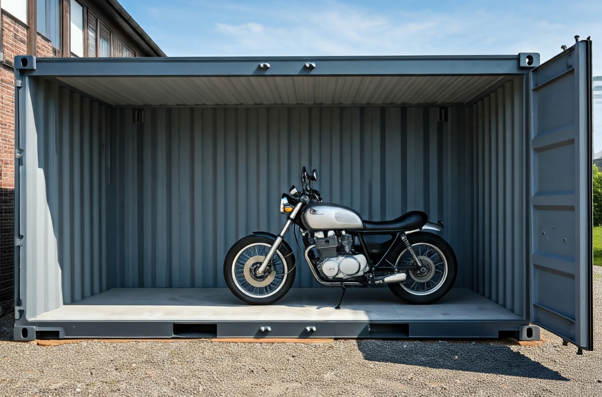 Illustration of a shipping container garage