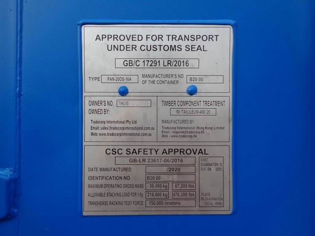 A CSC plate for freight cargo containers