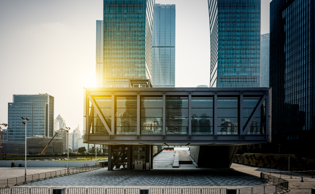 Container office stands out among skyscrapper