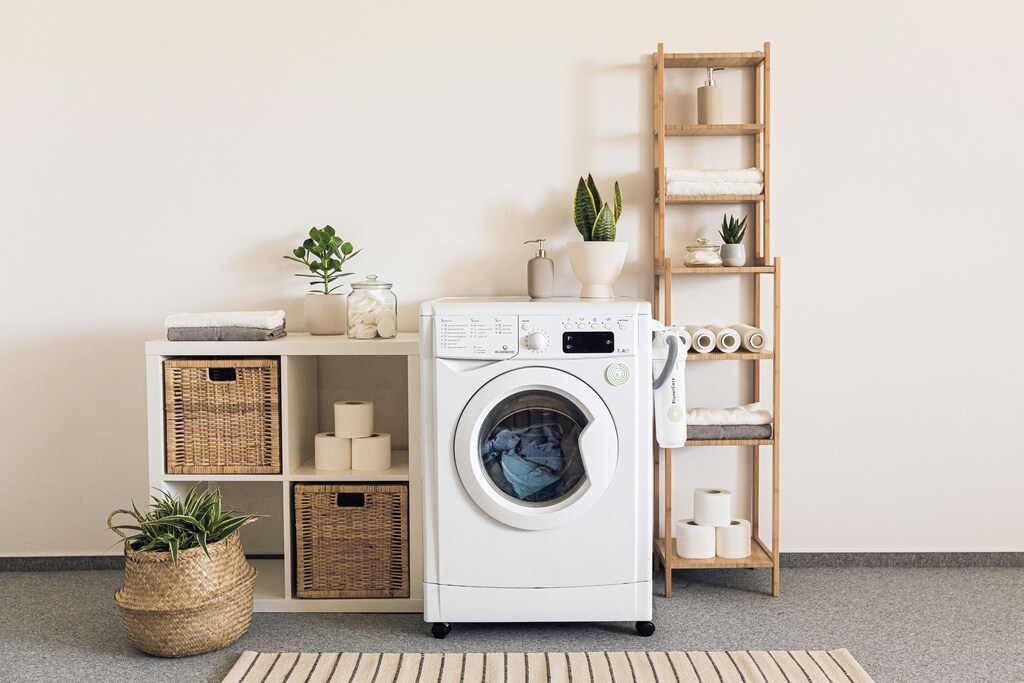 Laundry room inside shipping container homes